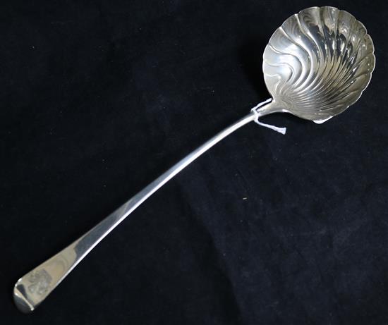 A George III silver Old English pattern soup ladle by John Lampfert, London, 1770, 4.3oz.